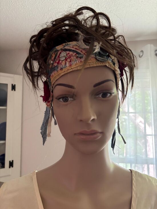 Upcycled Handmade Festival Style Vintage Headband Adjustable (20+ inches)